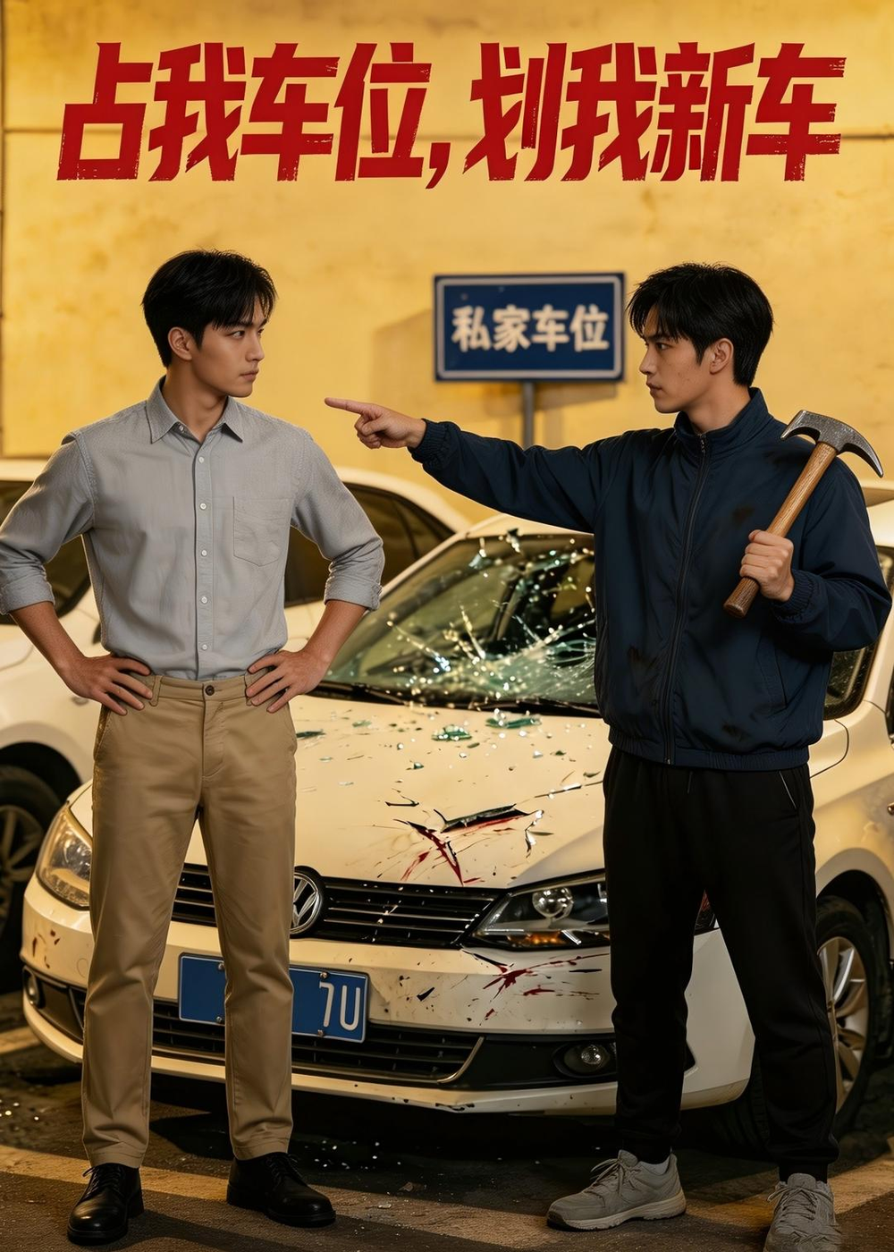 占我车位，划我新车海报