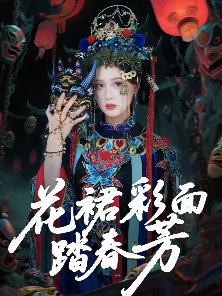 花裙彩面踏春芳海报
